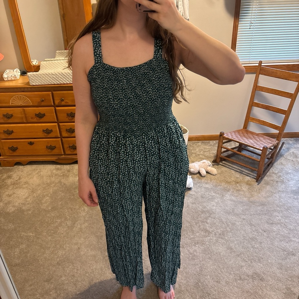 SHEIN Dark Green Patterned Jumpsuit